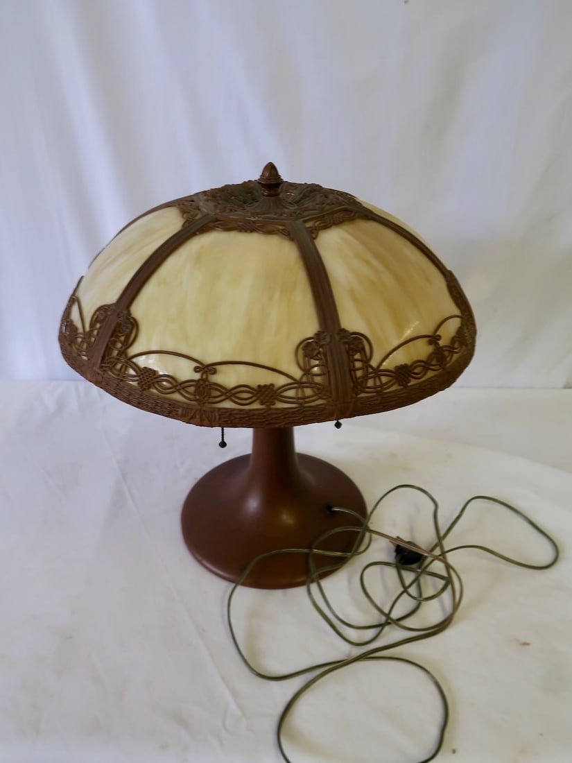 Mission Style Carmel Slag Panel Lamp (1 of 3)
