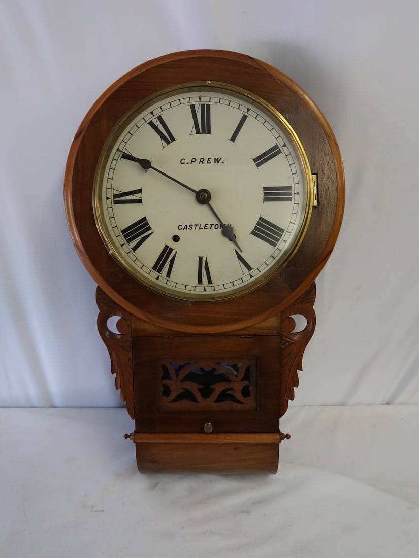 C.P Rew. Castleton Antique Wall Hanging Clock (w/ Key) (1 of 3)