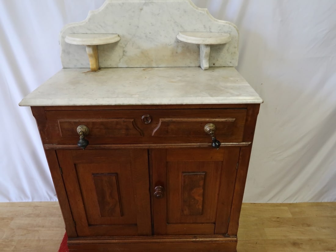 Victorian Marble Top Commode w/ Backsplash (1 of 2)