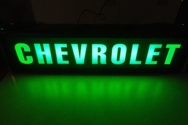 Chevrolet Hanging Light up Sign: 26" Long X 6 1/2"