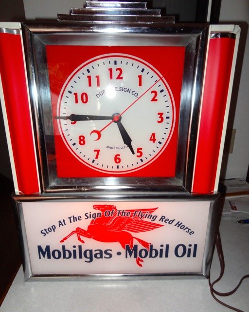 Deco Style Mobile Gas & Oil Advertising Clock: 19" X 24"