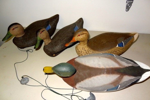 4 Large Decoys: These decoys were made by Ken Harris of New York- 18" Long X 8" Wide X 8" Tall
