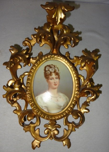 Large Ornate Framed Painting on Porcelain (1 of 2)