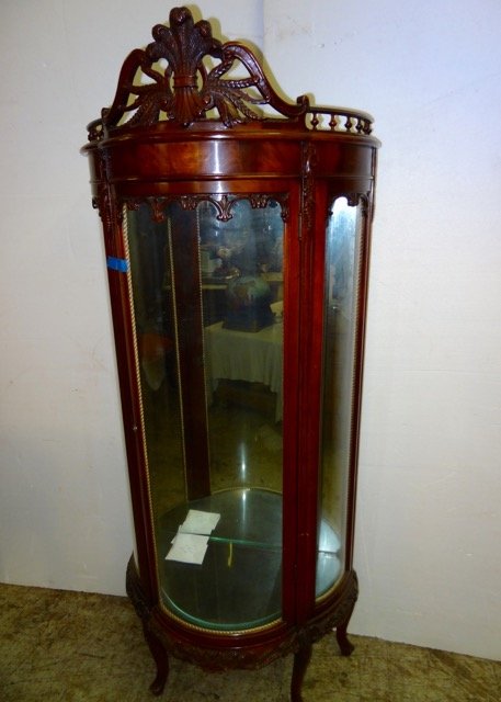 Carved Mahogany Curio Cabinet: 65" Tall X 28" Wide