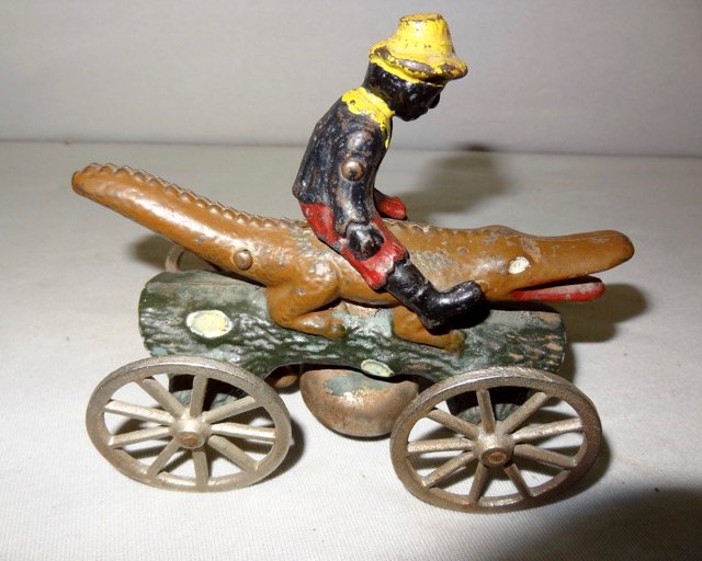Rare Black Boy Riding Alligator Bell Pull Toy (1 of 5)