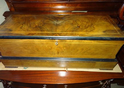 Lg. Swiss Parchute Mernod Brevete Automatic Changer: Dated 1816-With 3 18" Rolls-Case Size- 39" Long X 14" High X 16" Deep- Plays Beautiful- In Working Condition