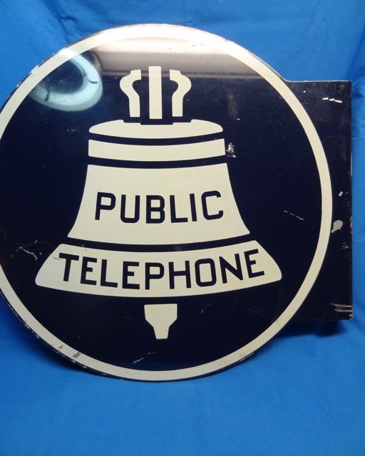 Large Rd. Flange Telephone Sign: 26" X 24"- One Scatch