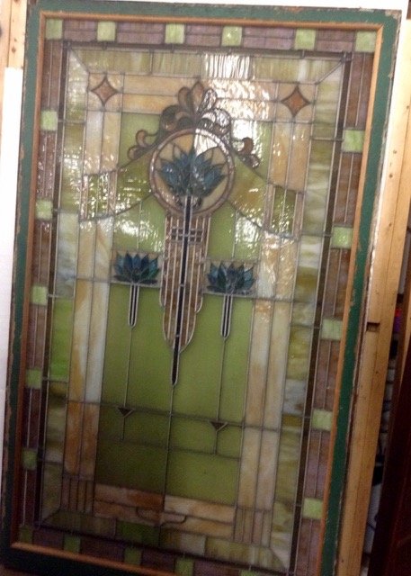 Large Frank Lloyd Wright Stained Glass Window (1 of 2)