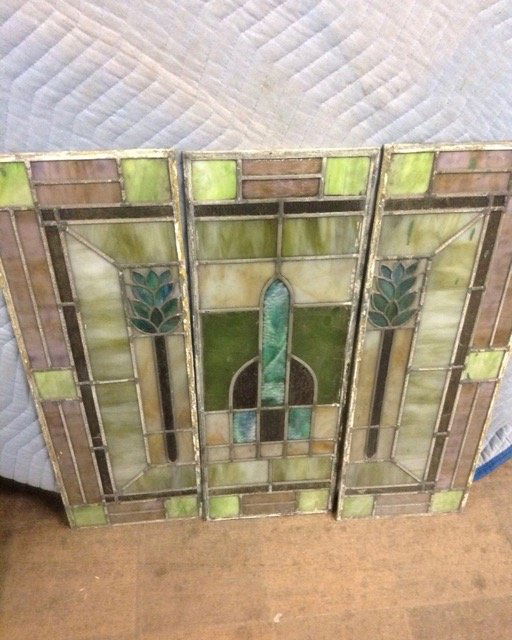 3 Frank Lloyd Wright Small Stained Glass Windows (1 of 2)