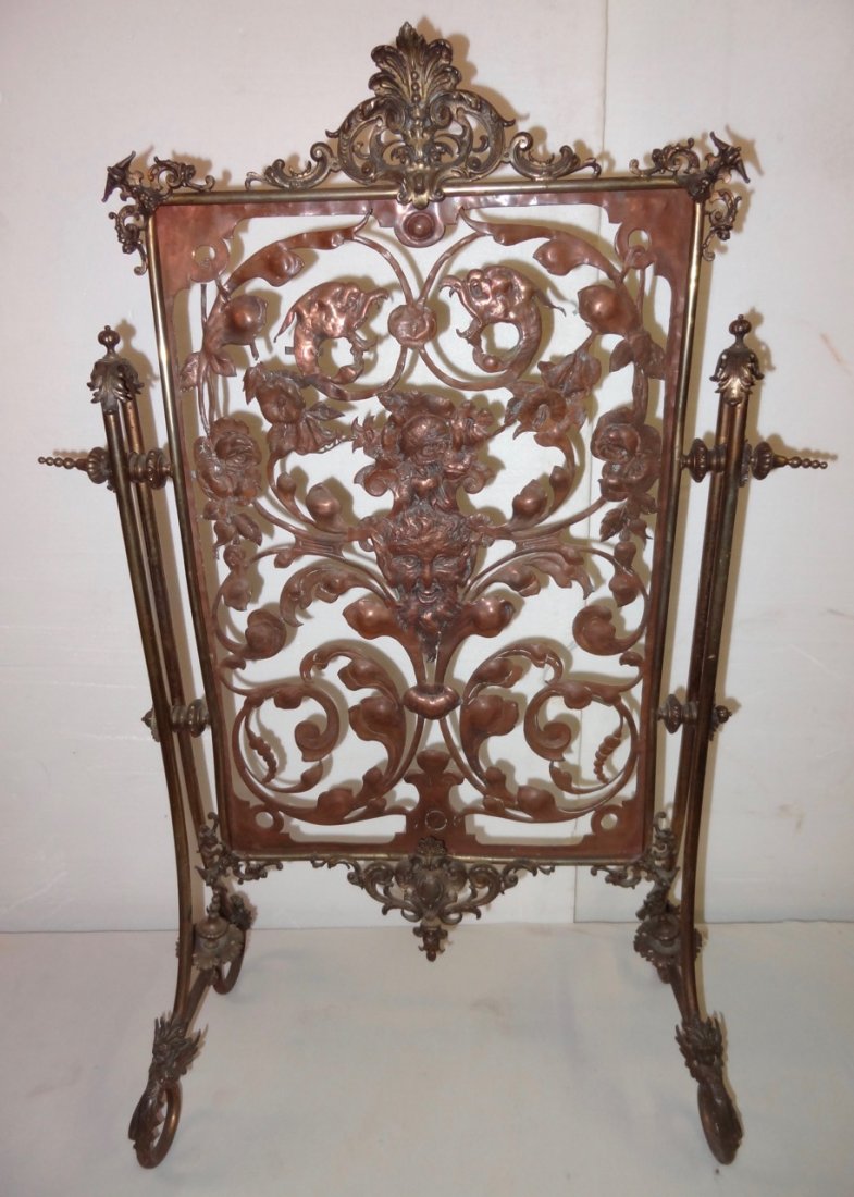 Elaborate Brass Fireplace Screen (1 of 5)