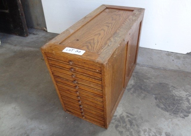 Oak Printer's Drawer Cabinet (1 of 1)
