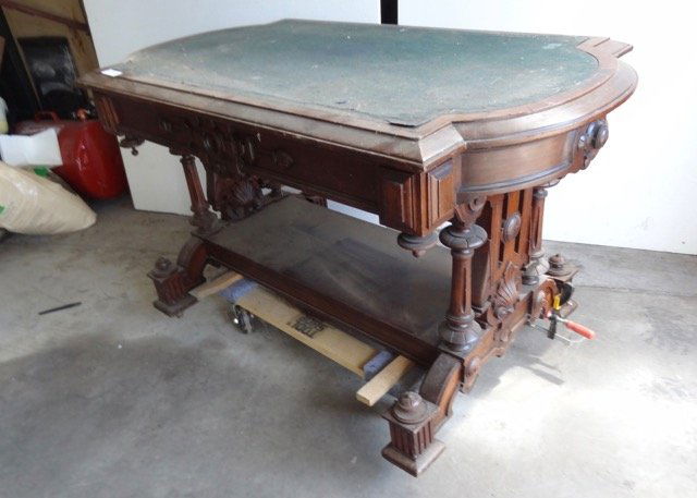 Large Walnut Carved Library Table (1 of 2)