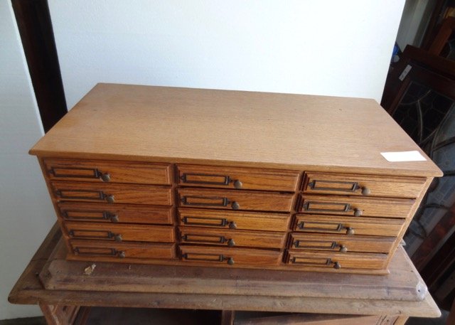 15 Drawer Oak Small Cabinet (1 of 1)
