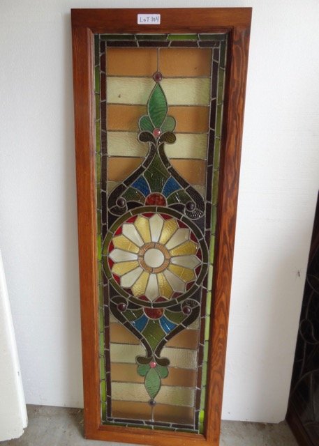 Lg. Reframed Old Stained & Beveled Window (1 of 1)