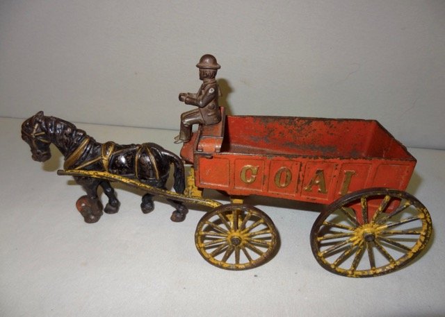 Large Cast Iron Horse Drawn Coal Wagon (1 of 4)