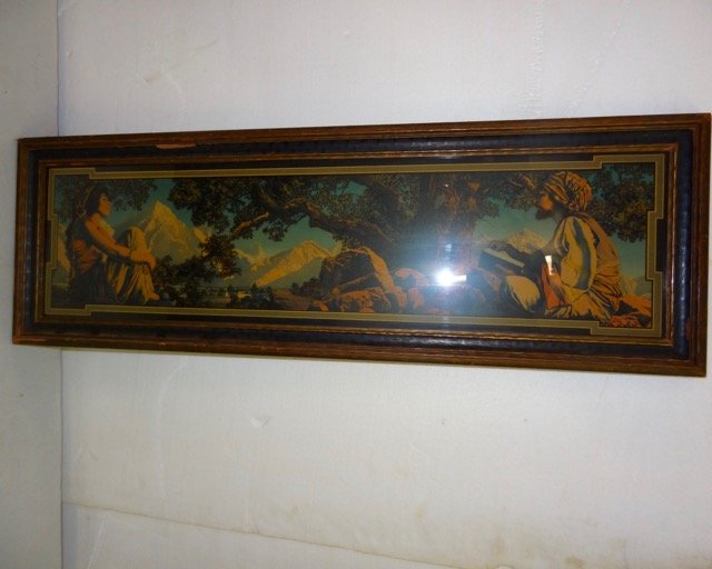 Framed Maxfield Parrish Paint: 11" X 33"