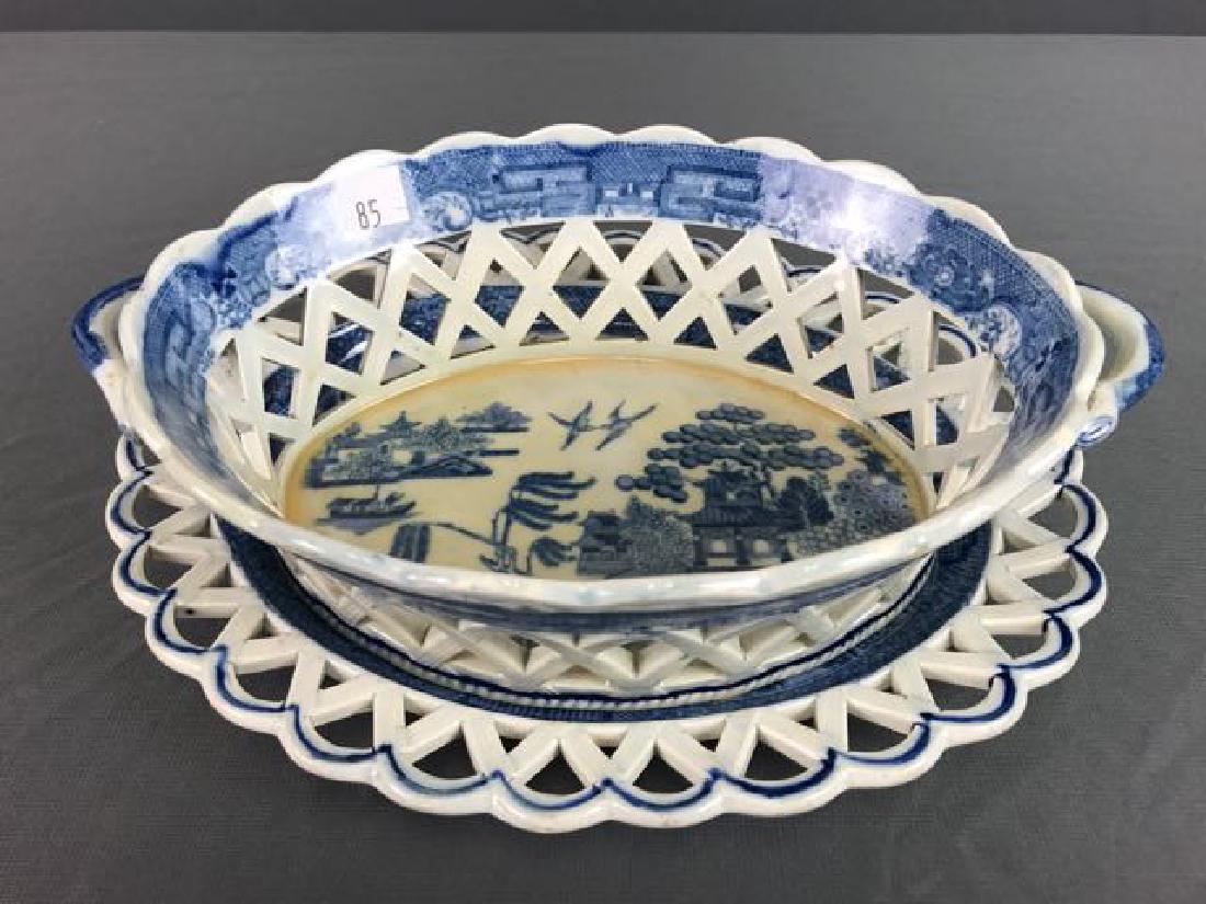 English Blue Willow Basket and Under Tray (1 of 6)