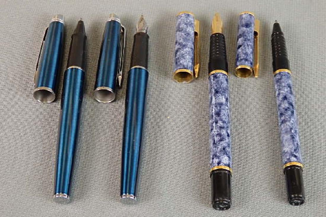 2 Matching sets of Waterman Blue Fountain: The points are marked Waterman. No cracks or chew marks on them. 2 matching sets.