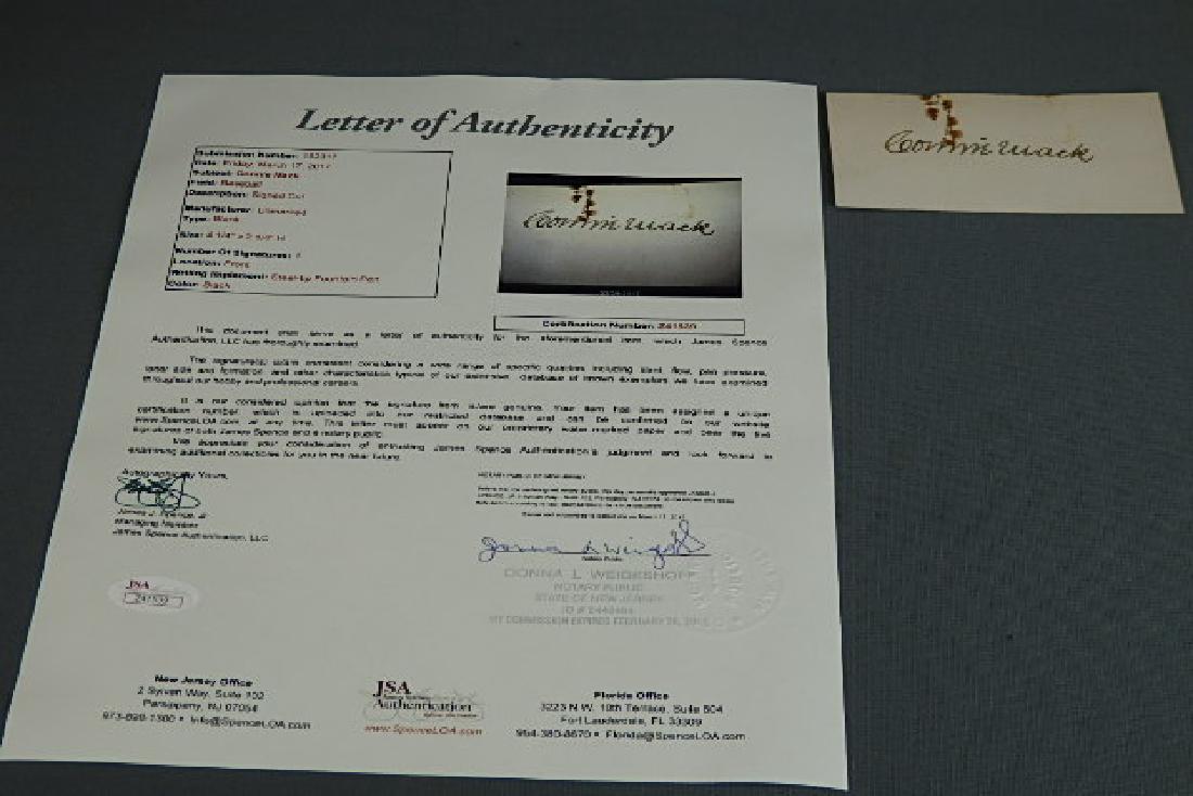 Connie Mack Autograph Index Card (1 of 4)