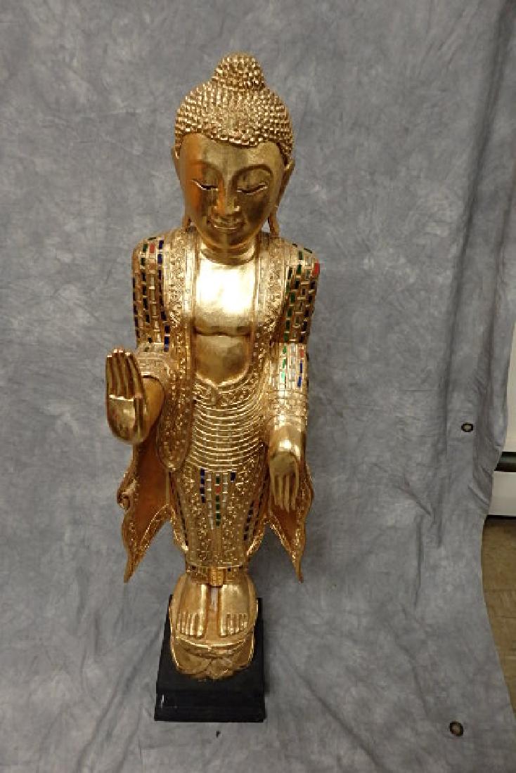 Wood Standing Golden Buddha (1 of 5)