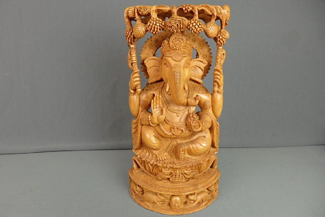 Ganesha Wooden Carved Elephant Statue (1 of 5)