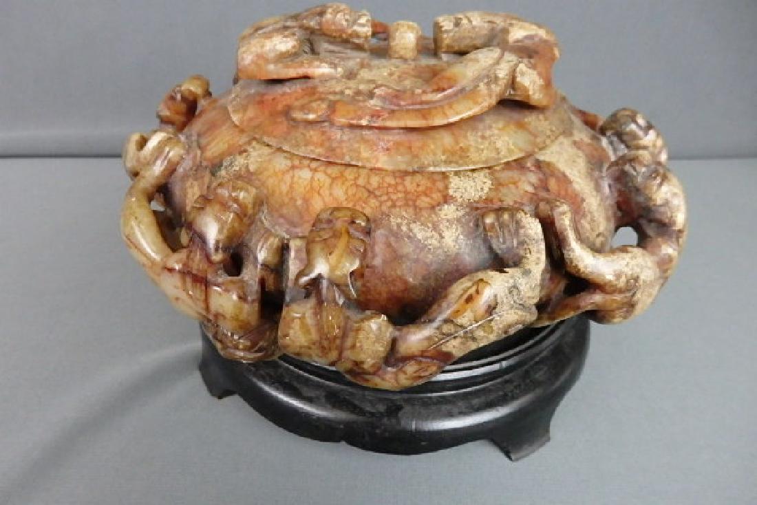 Covered Bowl Lions Soap Stone Incense Burner (1 of 4)