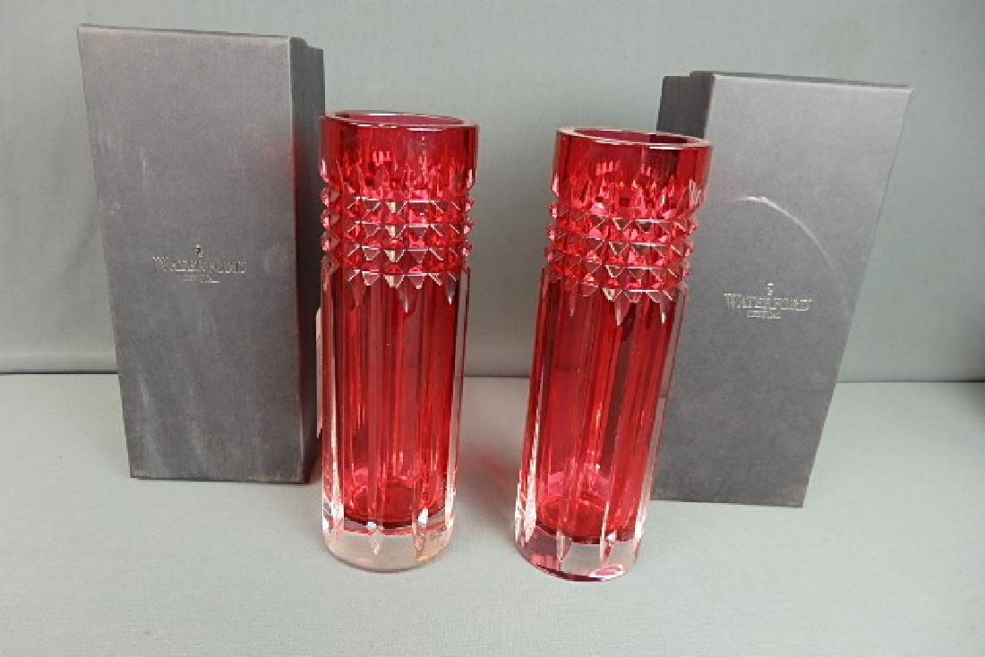 Boxed Waterford Crystal 2 Red Bud Vases (1 of 4)