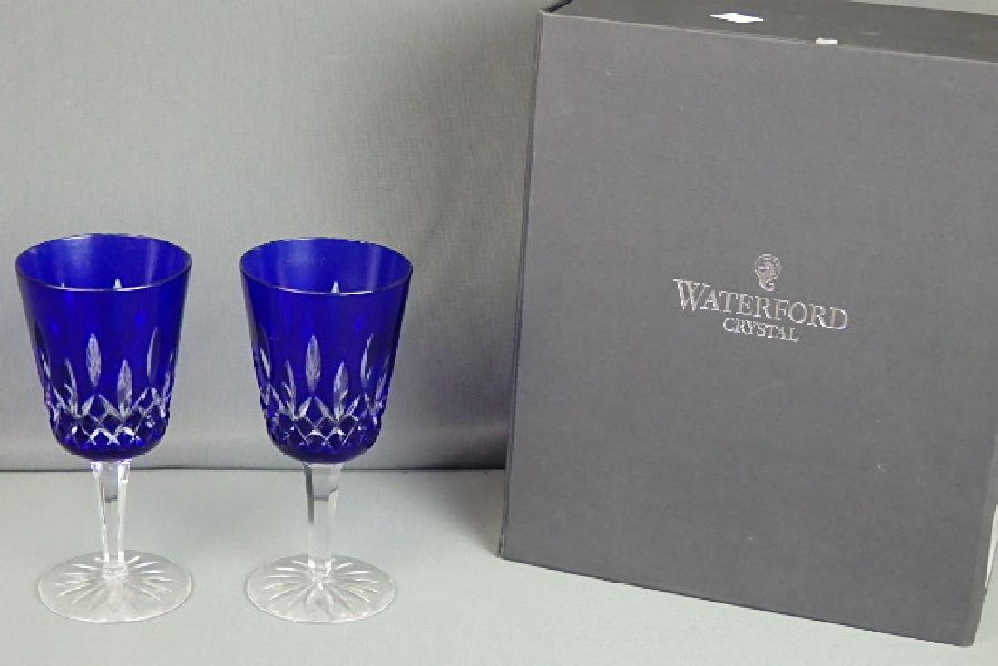 Boxed Waterford Crystal Cobalt Blue Goblets Pair (1 of 5)