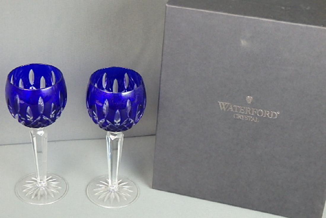 Boxed Waterford Crystal Cobalt Pair of Hock Goblet (1 of 6)