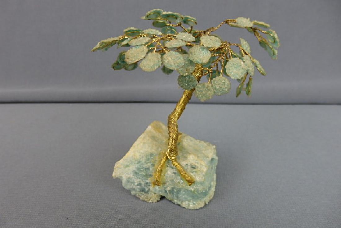 Amazonite Gem Tree: Was bought from Value Vision in 1999 for 39.95. Do not see any damage on it. Stands 4 inches in height and is 2.5 inches wide.
