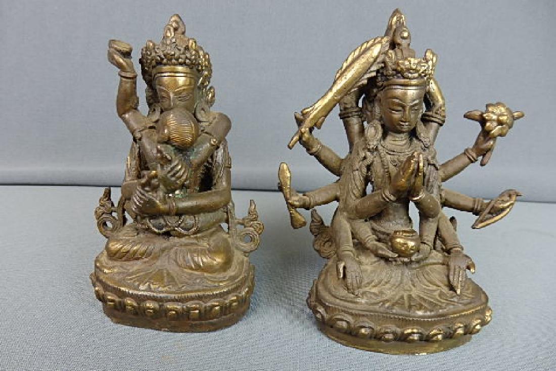 Pair of Small Bronze Deities Buddha (1 of 7)