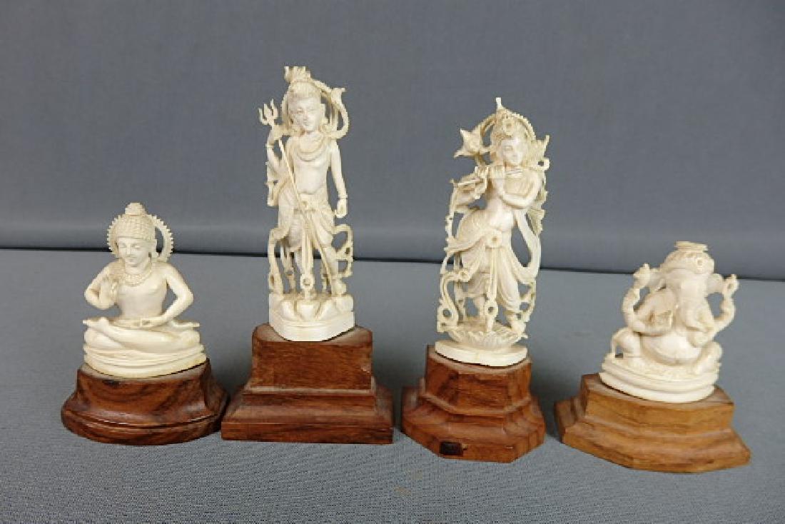 Ivory Like Lot of 4 Deity Statues (1 of 8)