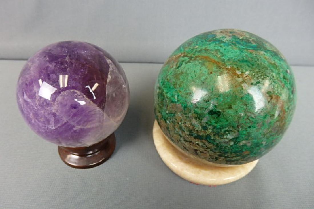 2 Stone Mineral Balls Green and Purple (1 of 6)