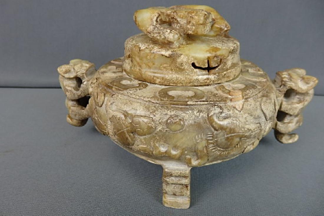 Soap Stone Incense Burner with Lions (1 of 5)