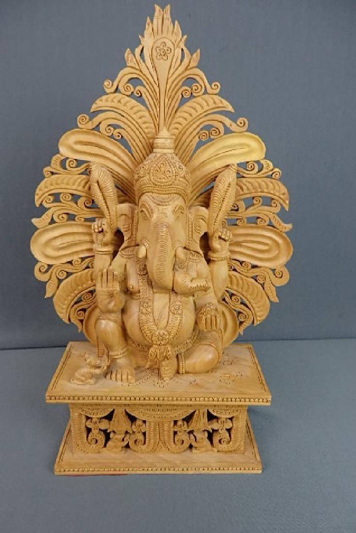 Carved Wood Ganesha Deity Elephant Statue (1 of 5)