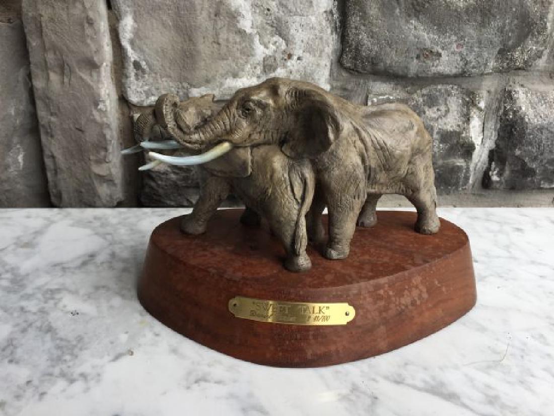 Bronze Sculpture Titled â€œ Sweet Talk",: Bronze Sculpture of Elephant, 6" tall x 9.5" long x 4.75" wide, Titled â€œ Sweet Talk", signed Daniel Parker, 49/100