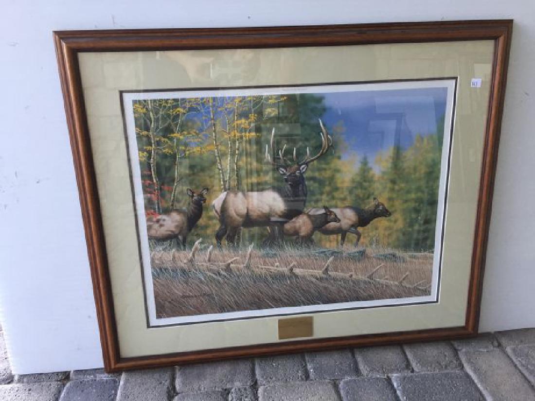 Presentation Print to Donald Meske from Pa. Game: â€œTitled â€œReturn of the Monarch" print of Elk, 28" X 34" includes frame, by Gerald W. Putt, 524/950