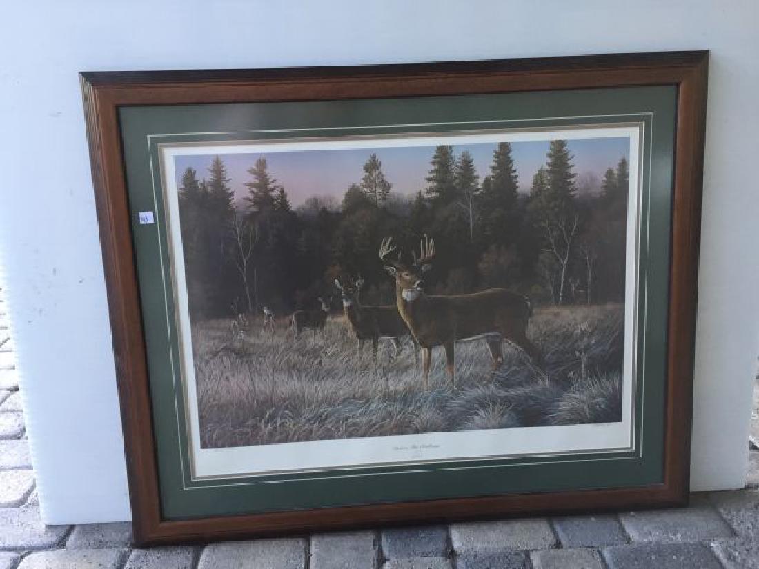 Print of Deer Titled â€œBefore the Challenge": Titled â€œBefore the Challenge" by Rick Kelley, 303/1250, 29" x 36" includes frame