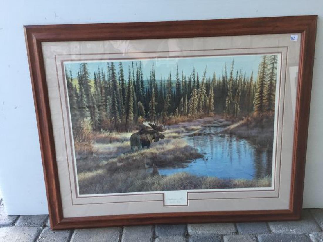 Print of Moose Titled â€œLight Scape Moose": Print of Moose Titled â€œLight Scape Moose" by Jim Kasper, 422/750, 27.5" x 35" includes frame