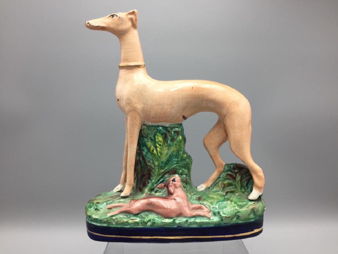 Staffordshire greyhound and rabbit statue (1 of 4)