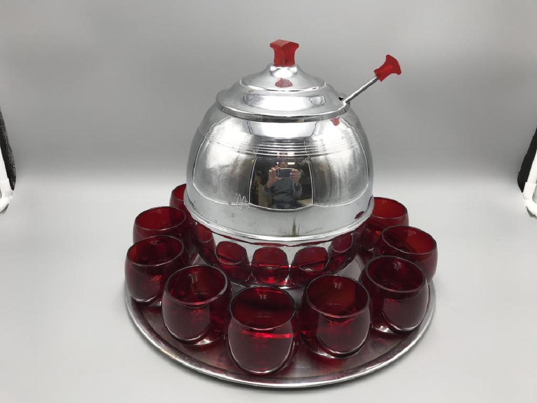 Art deco Chrome Bakelite with Ruby glasses punch (1 of 3)