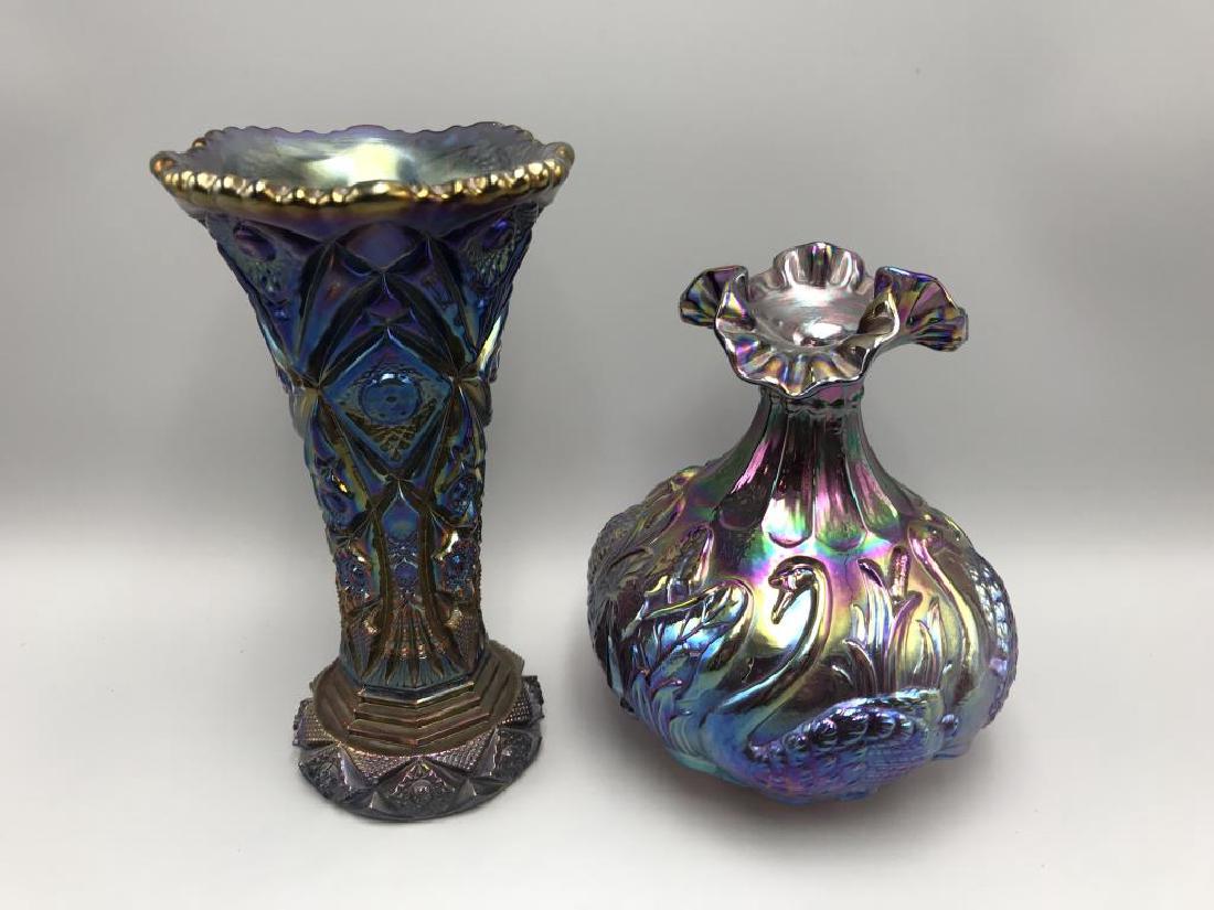 2 amethyst carnival glass vases (1 of 3)