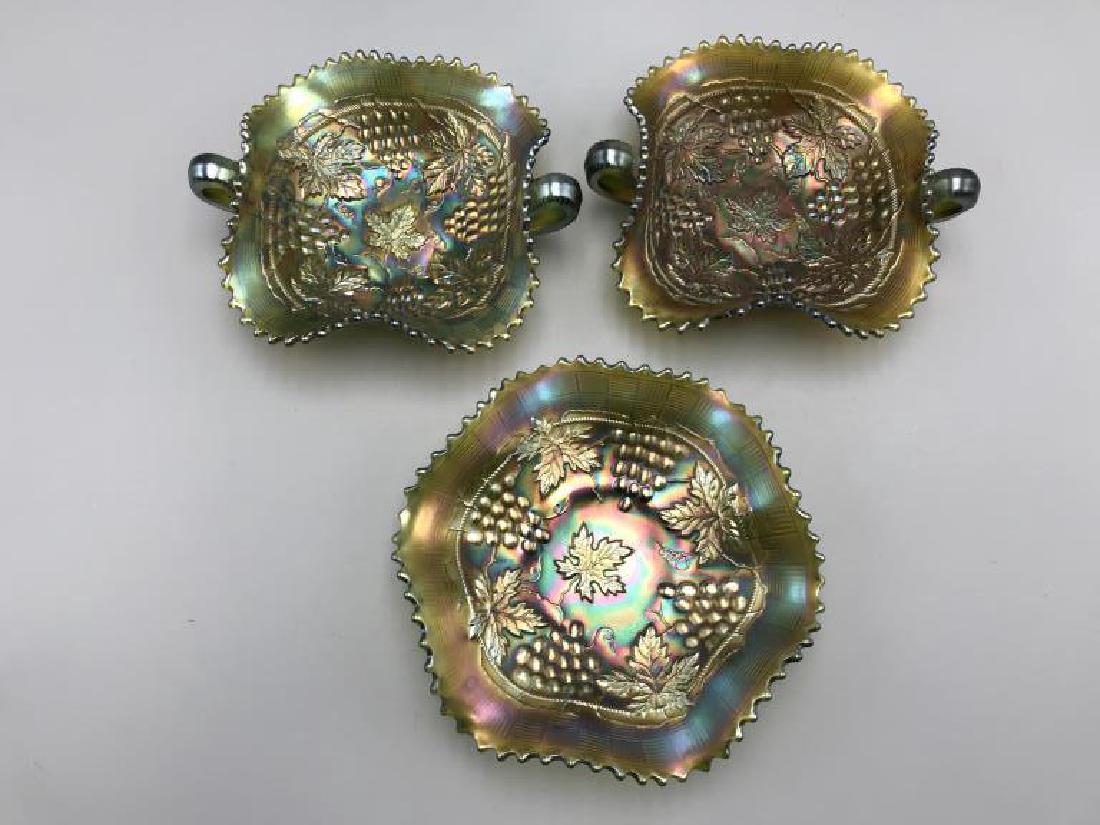 lot of three green carnival bowls (1 of 7)