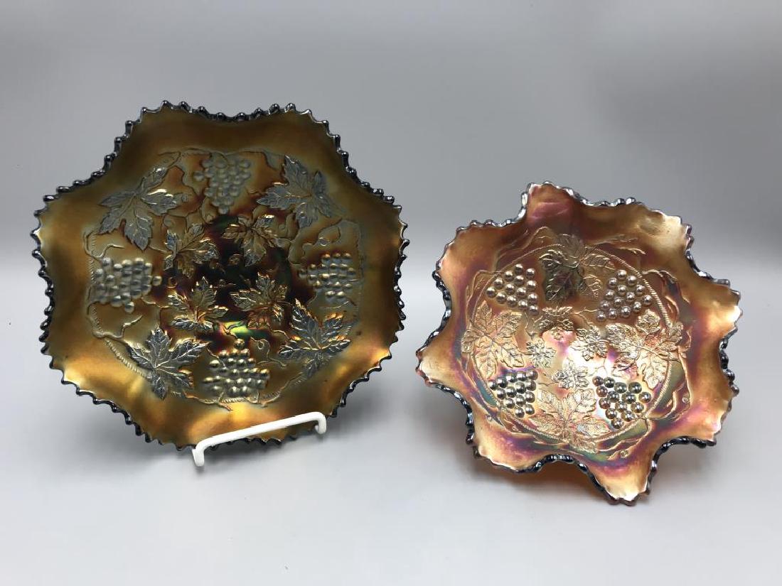 Lot of 2 carnival glass bowls; (1 of 7)