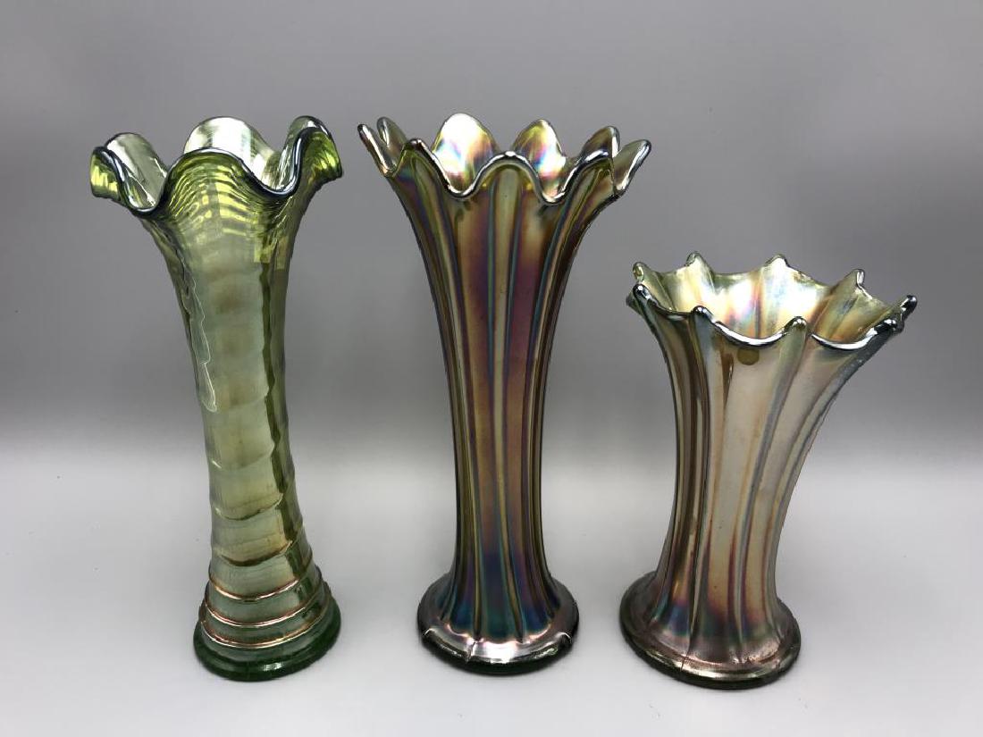 Lot of three carnival glass vases (1 of 2)