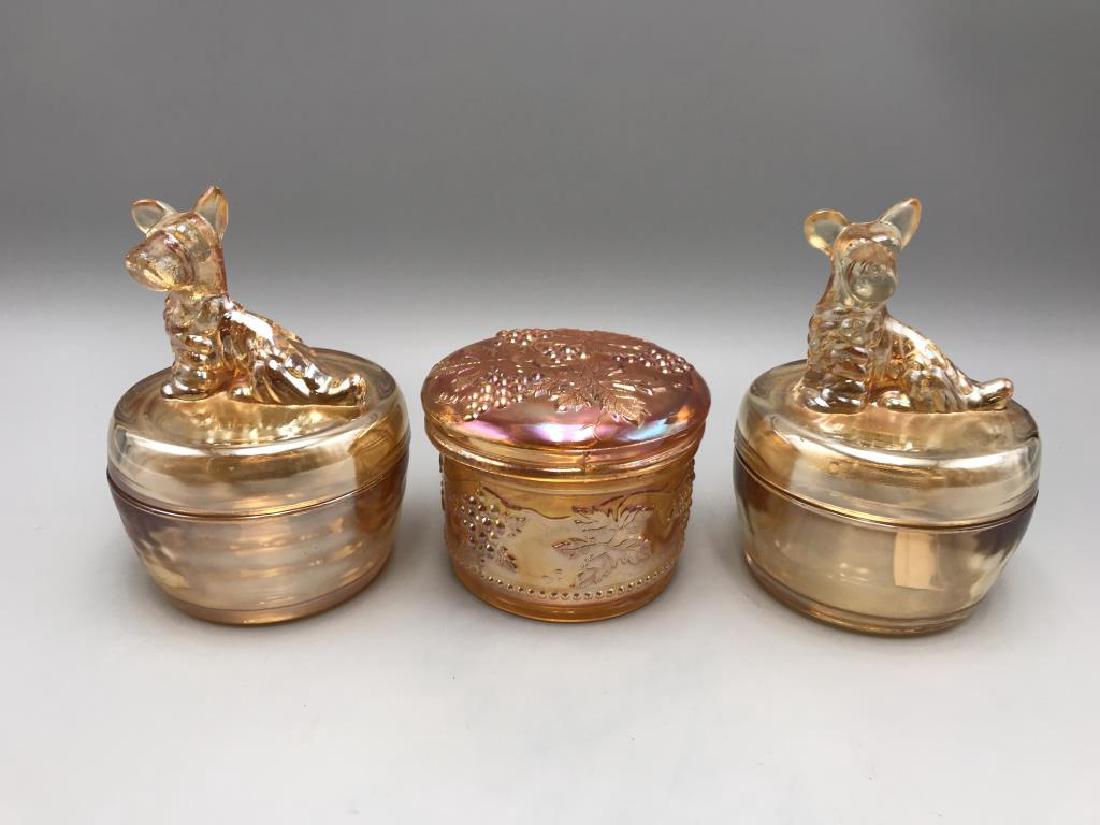 Lot of three marigold carnival covered dresser (1 of 2)