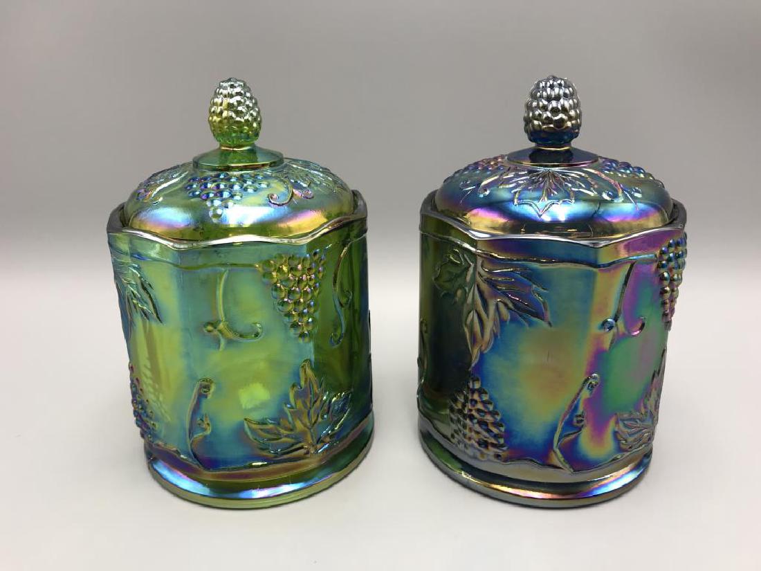 Lot of two carnival glass covered jarâ€™s (1 of 2)