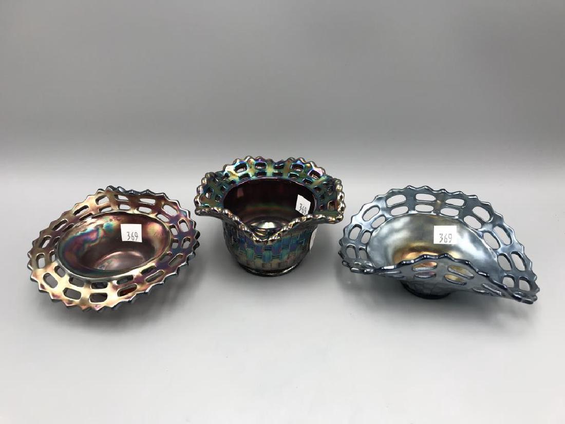 Lot of three amethyst carnival bowls (1 of 3)