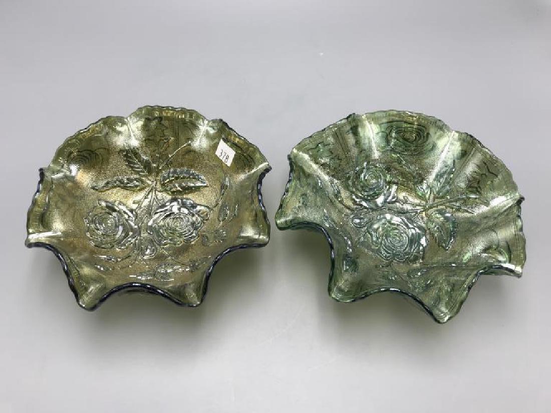 Lot of two wavy top carnival glass bowls (1 of 3)