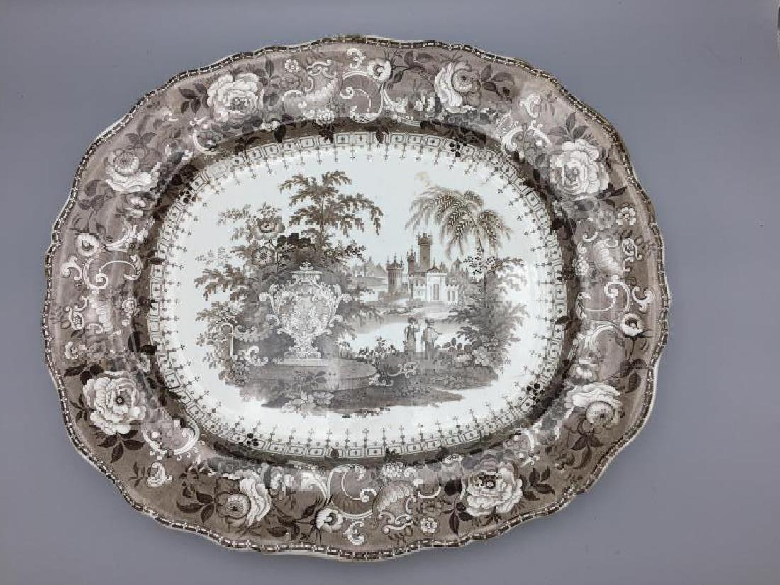 Large sepia transfer ware meat platter (1 of 5)